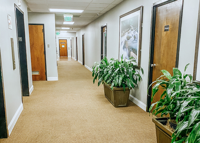 hallway shared by small businesses for custom spaces